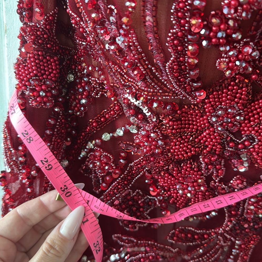 Red COSTUM MADE wedding guest gown - Picture 7 of 13